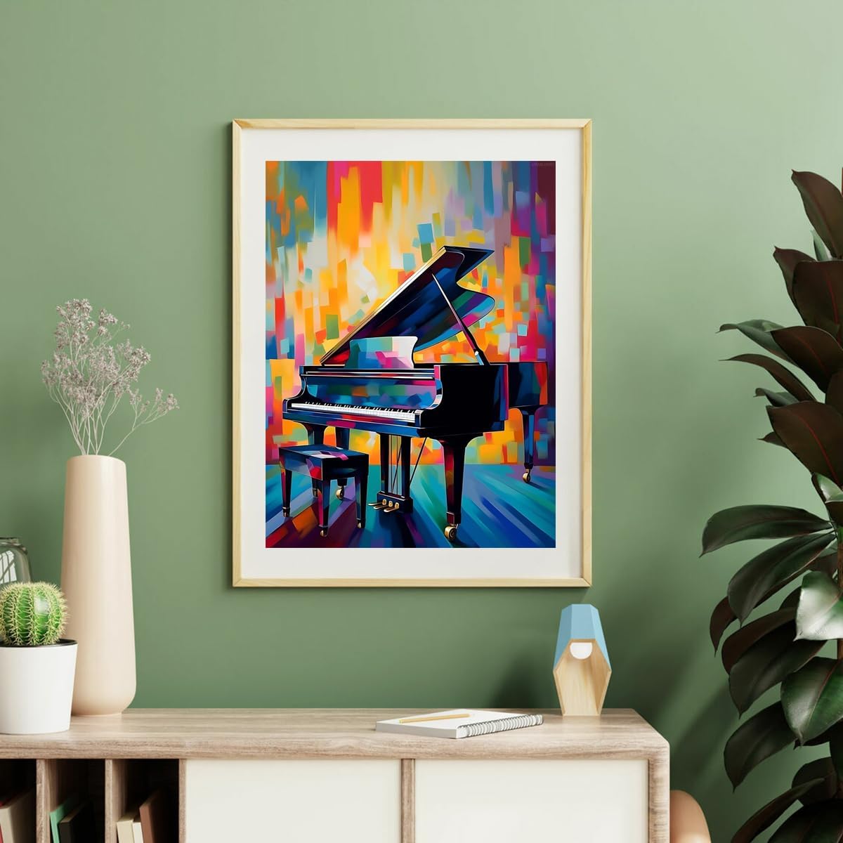 Abstract Grand Piano Diamond Painting Kit for Adults DIY Diamond Painting Art Kit Round Full Gems Craft Colorful Graffiti Music Art Diamond Painting for Home Wall Decor 12x16inch