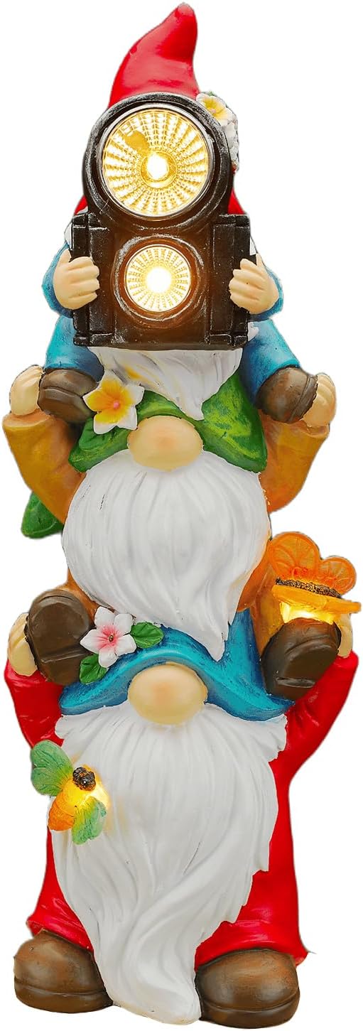 Funny Photography Garden Gnomes Statue, Solar Christmas Gnomes Outdoor Decor for Yard, Lawn, Patio, Porch, Unique Xmas Birthday Housewaming Gifts,12 Inch, Resin - Image 9