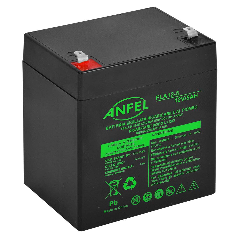 Batteria Ermetica ricaricabile al Piombo 12V 4,5Ah 5Ah con connettore F1 90 x 70 x 101