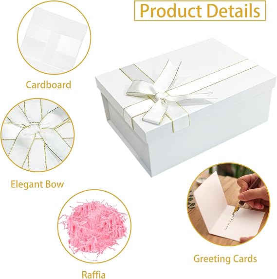 White Gift Box with Lids, 22x16x8.5cm, No Bag