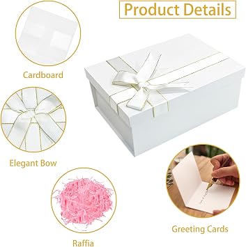 White Gift Box with Lids, 22x16x8.5cm, No Bag