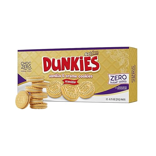 Miniatura 9 de ChocZero Galletas sándwich de chocolate keto con crema, Dunkies bajos en azúcar sin gluten (1 caja, 9 onzas)