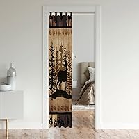 Vista 3 de jejeloiu Bonita cortina de puerta de ciervo para puerta, privacidad, 34 x 80 pulgadas, para niñas, niños, sala de caza, estampado de pata de oso