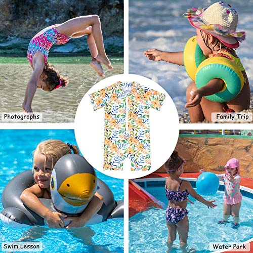 Cadocado Baby Girl Rash Guard One Piece Swimsuit Ruffle Breathable Bathing Suit Sun Protection,Orange,9-12 Months #TOP6