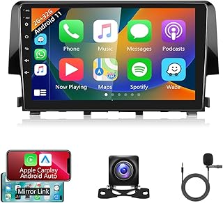 2G 32G Android Car Stereo Radio for Honda Civic 2016 2017-2020, 9 Inch Touch Screen Support Wireless CarPlay Android Auto Mirror Link Bluetooth FM/RDS GPS WiFi SWC Backup Camera