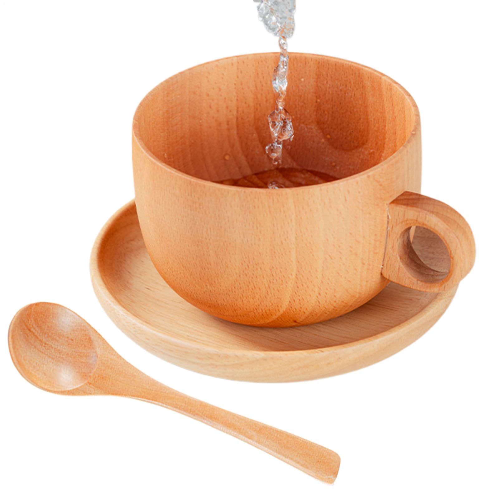 Tasse en bois naturel de 290 ml sculptée pour thé et whisky