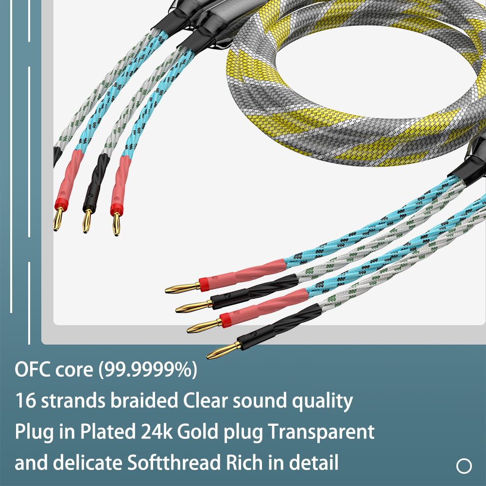 9AWG Cable de altavoz de gama alta de cobre sin oxígeno de 16 hilos, un par de cables de altavoz de enchufe de plátano chapados en oro (16cores B-B 3M)