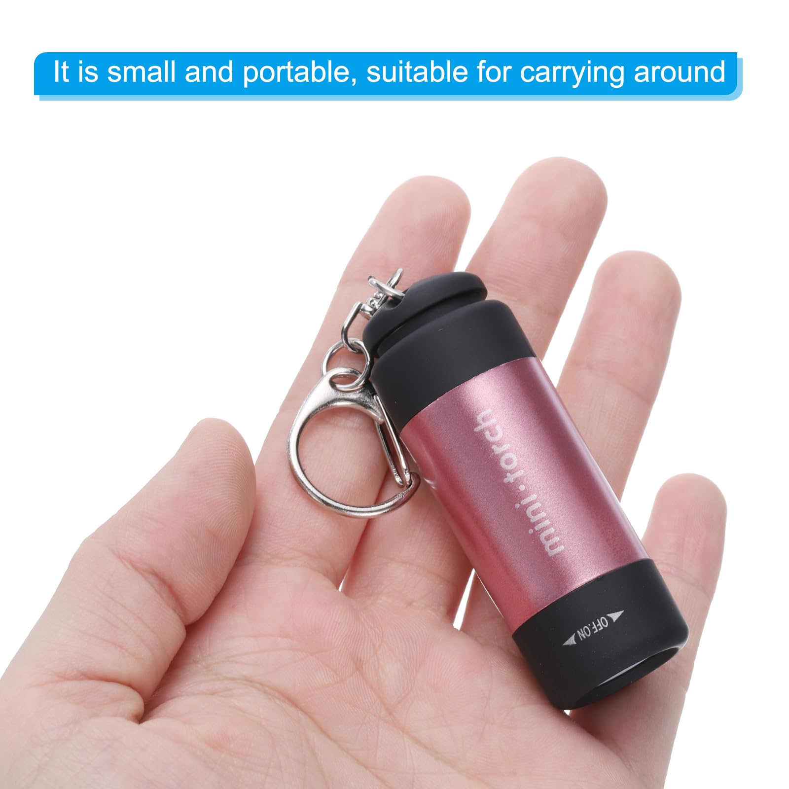 PATIKIL 2.56Inch Mini Keychain Flashlight, Pocket LED Flashlight Portable Torch USB Rechargeable for Outdoor Camping Party Pink - Image 4