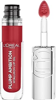 Plump Ambition Hyaluron Lip Oil, 24 HR Lip Gloss with Hyaluronic Acid, Volumizing Formula with Glass-Like Shine, Cherry Cherie 390, 0.16 Fl Oz