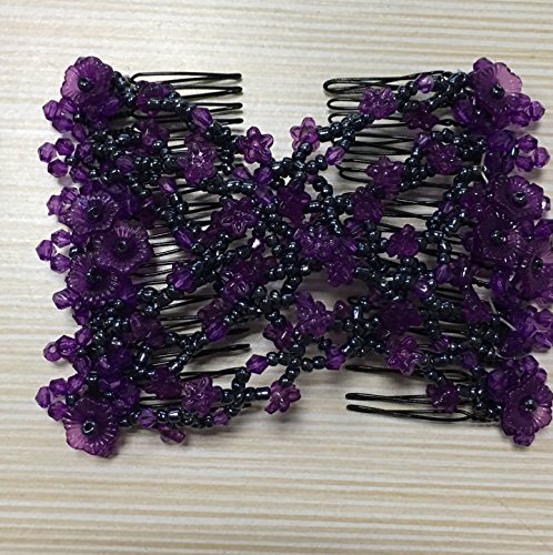 Easy Comb Magic Comb Stretchy Beaded Hair Comb in Purple Beads by Hair Accessories