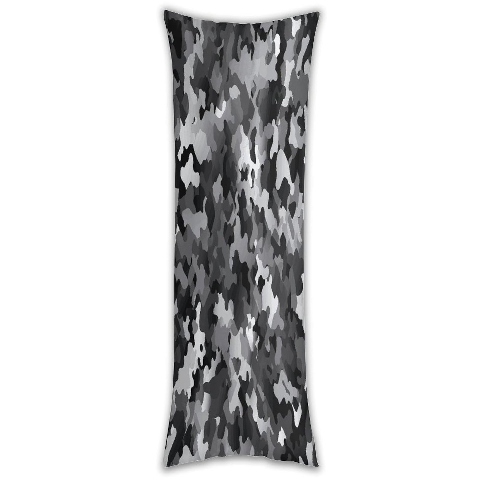 Black White Gray Camouflage Pillow Cases Breathable Vertical Long Pillowcase Body Pillowcase with Hidden Zipper Closure Soft and Cozy Pillow Cover 20x54 Inches for Bedroom Couch