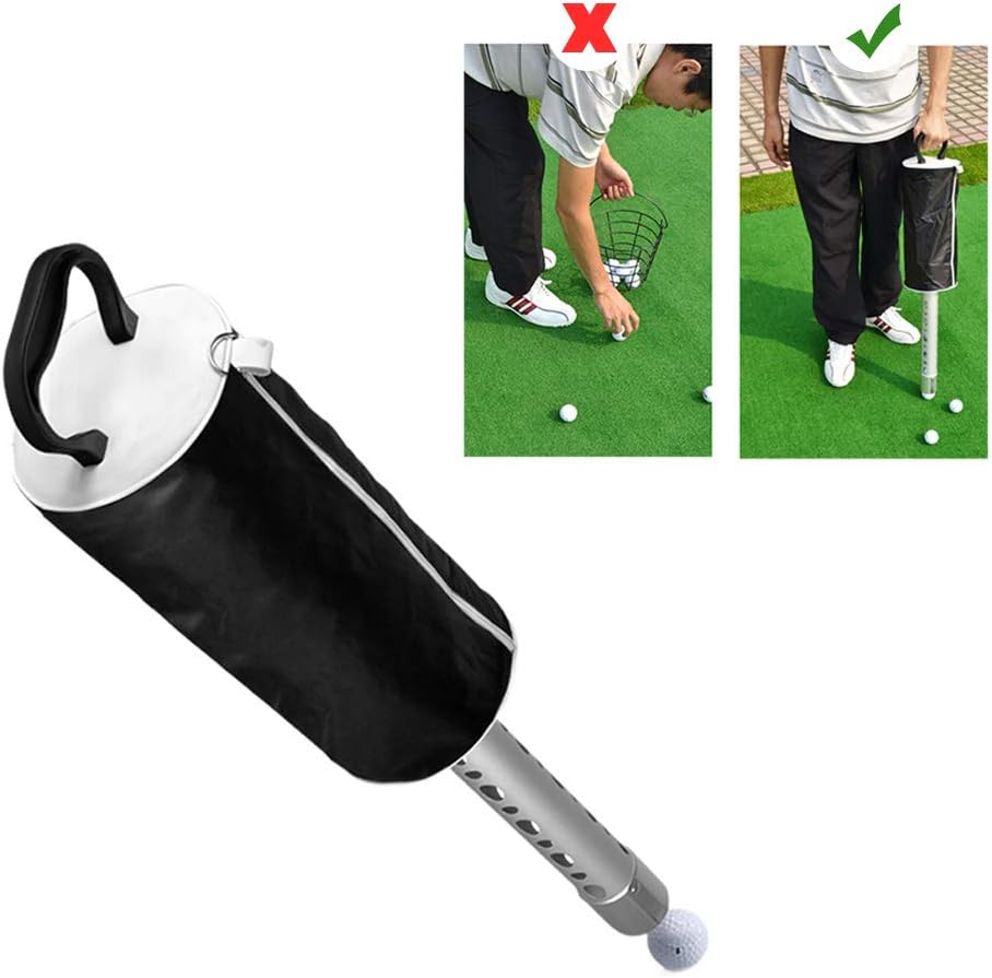 Golf Ball Retriever, Golf Ball Shag Bag Holds About 70 Balls Golf, Golf Ball Picker Scooping Device Tube Collector,Picker Upper, Golf Gifts for Men