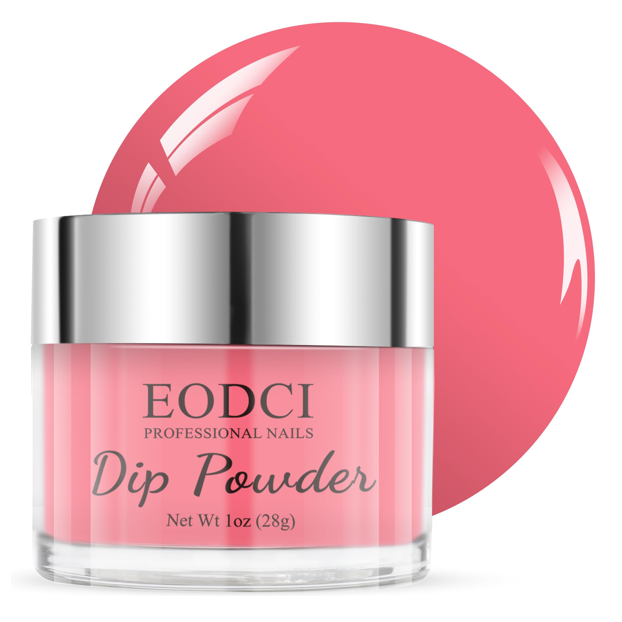EODCI Hot Pink Dip Powder, 1OZ Nail Dipping Powder for Long-lasting 28 Days+ Dip Nail Art French Manicure Nail Starter & Professional Home DIY Salon