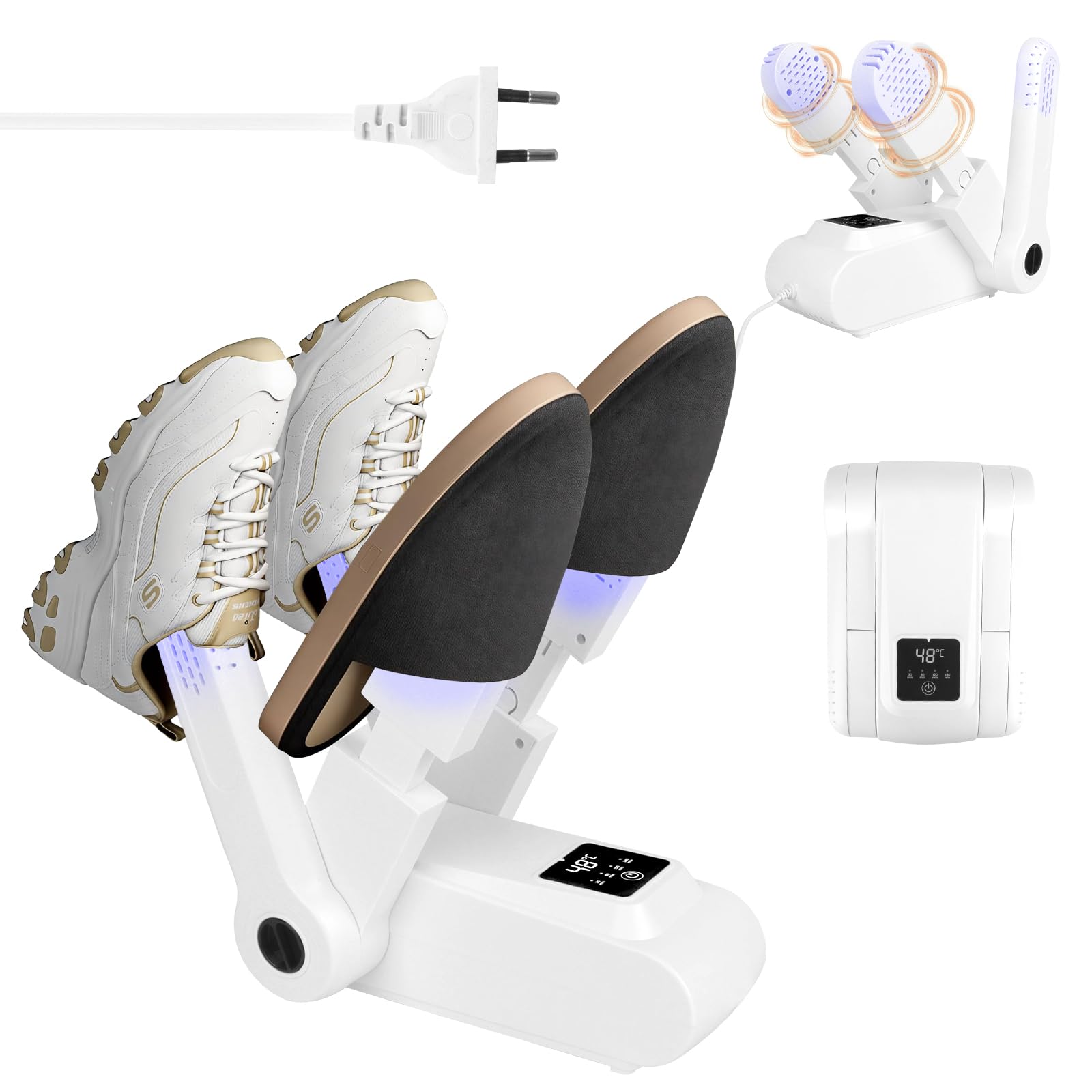 Secador De Zapatos Para 2 Pares, Secador Zapatos, Secador De Botas Con Temporizador, Calentador Eléctrico De Zapatos, Esterilización UV, Plegable Para Guantes, Zapatos, Calcetines