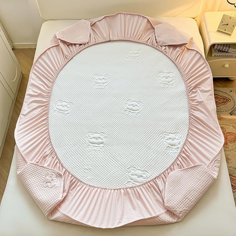 Waterproof Mattress Protector, Fitted Sheet with Stretchable Pockets, Deep Sleep Noiseless Soft Breathable, Mattresses Cover for Bed (Pink,Queen)