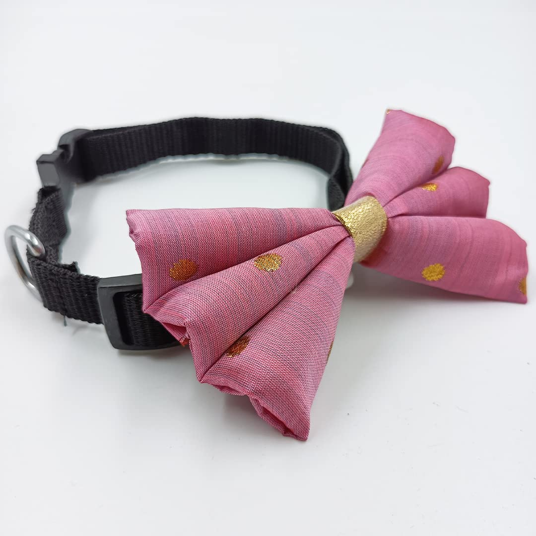 Myartbucketdark Light Pink Silk Wedding and Festive Adjustable Bow for Dogs | Festive Bowtie for Dogs & Cats (Medium) (B0B46M87KV) Amazon Price History, Amazon Price Tracker