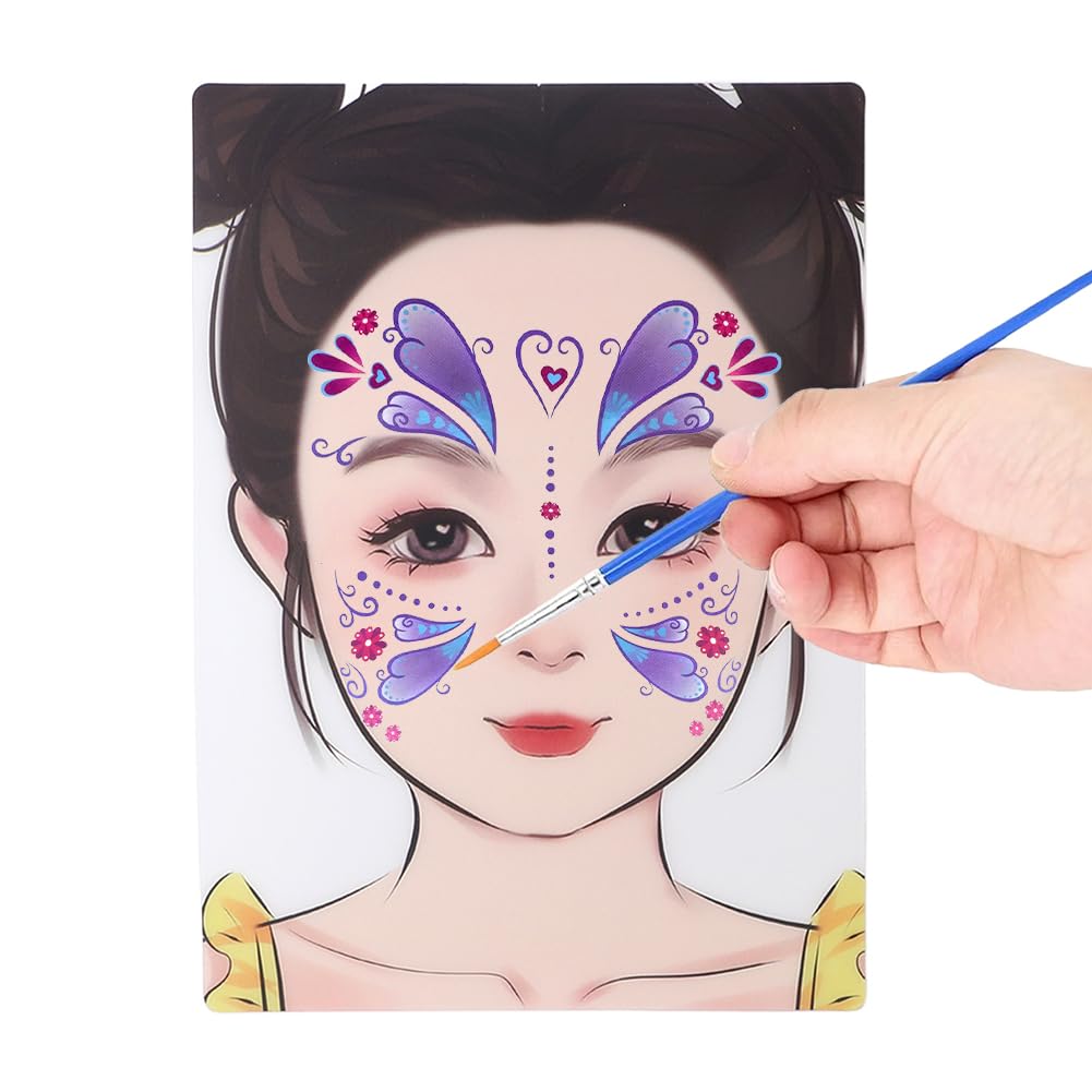 2 Pezzi Lavagna per la Pittura del Viso,Lavagna per Esercitarsi Nella Pittura per il Trucco Lavabile Riutilizzabile Template Formato A4