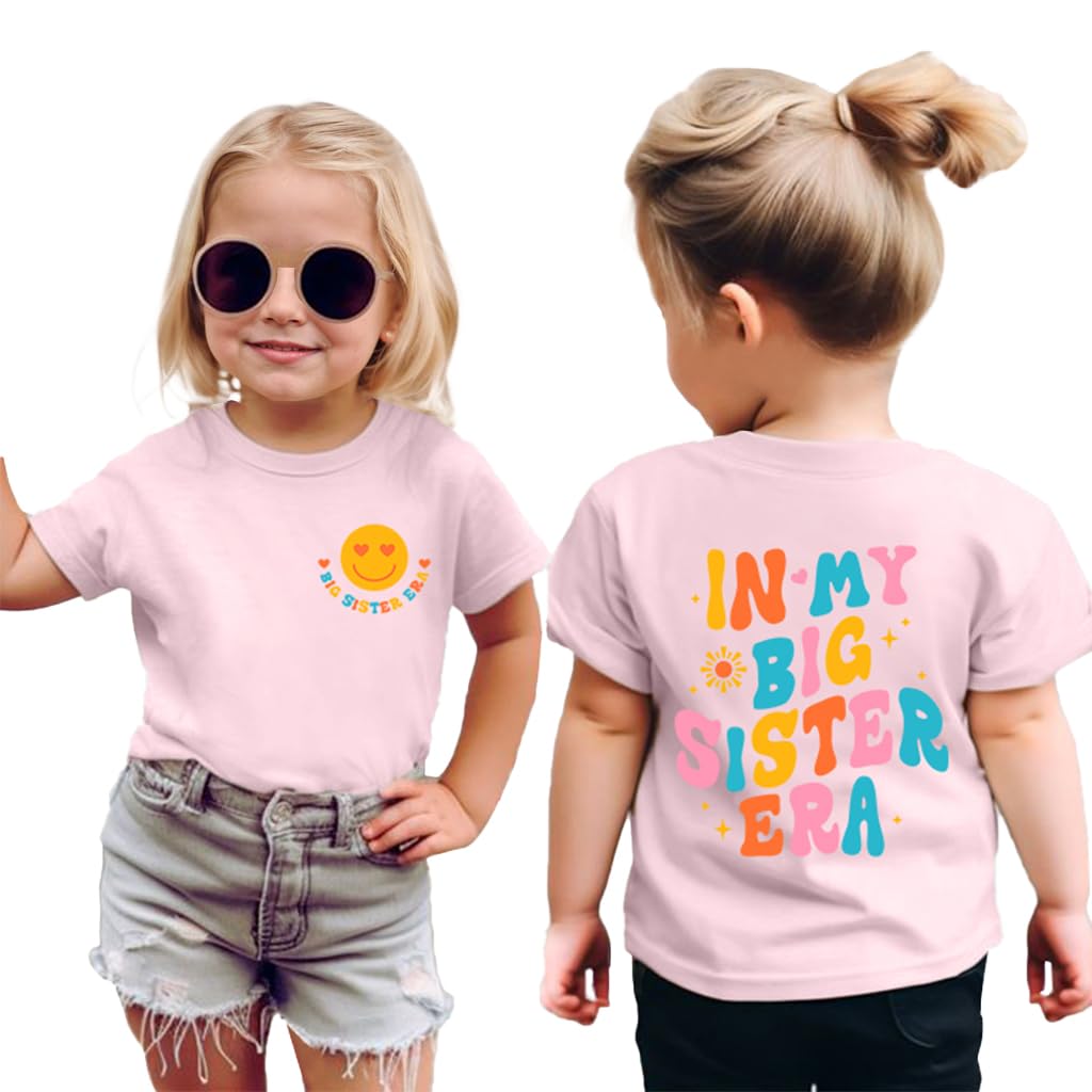 Toddler Big Sister Shirt in My Big Sis Era Graphic Tees Cool Big Sis Club Tshirt Announcement for Baby Girls Outfits