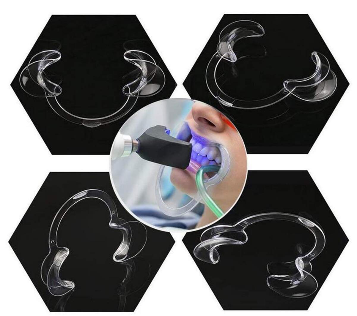 Biluer 30PCS Abridor de Boca Dental Retractor de Mejilla para Cirugía Dental y Blanqueamiento S/M/L Azul Blanco