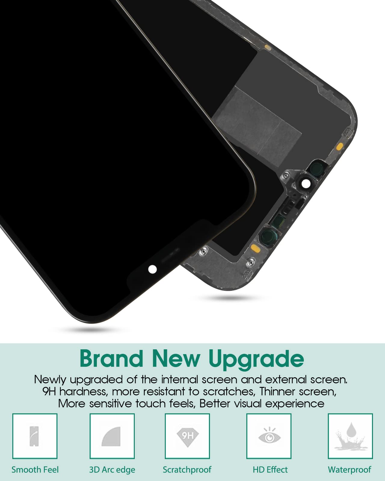 Para iPhone 12 Pro Max LCD Para iPhone 12 Pro Max Reemplazo de pantalla Pantalla para 12 Pro Max A2411 Ensamblaje de digitalizador de pantalla táctil Kits de reparación (Negro)