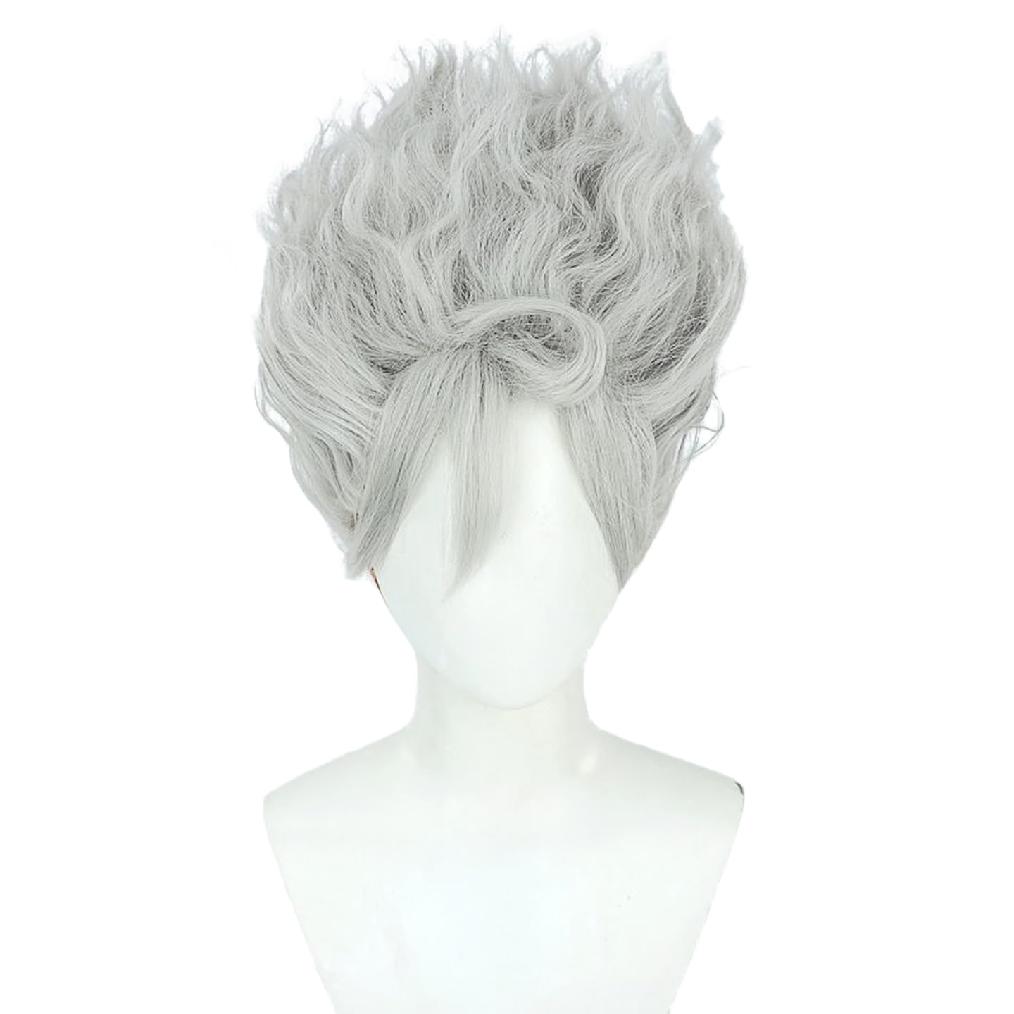 XiongXiongLe Anime Silver Short Curly Cosplay Wig for Adult Cos Role Party