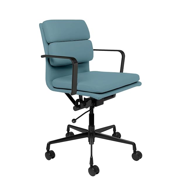 Laura Davidson Furniture SOHO II Padded Management Office Chair - Mid Back Desk Chair with Arm Rest Swivel
