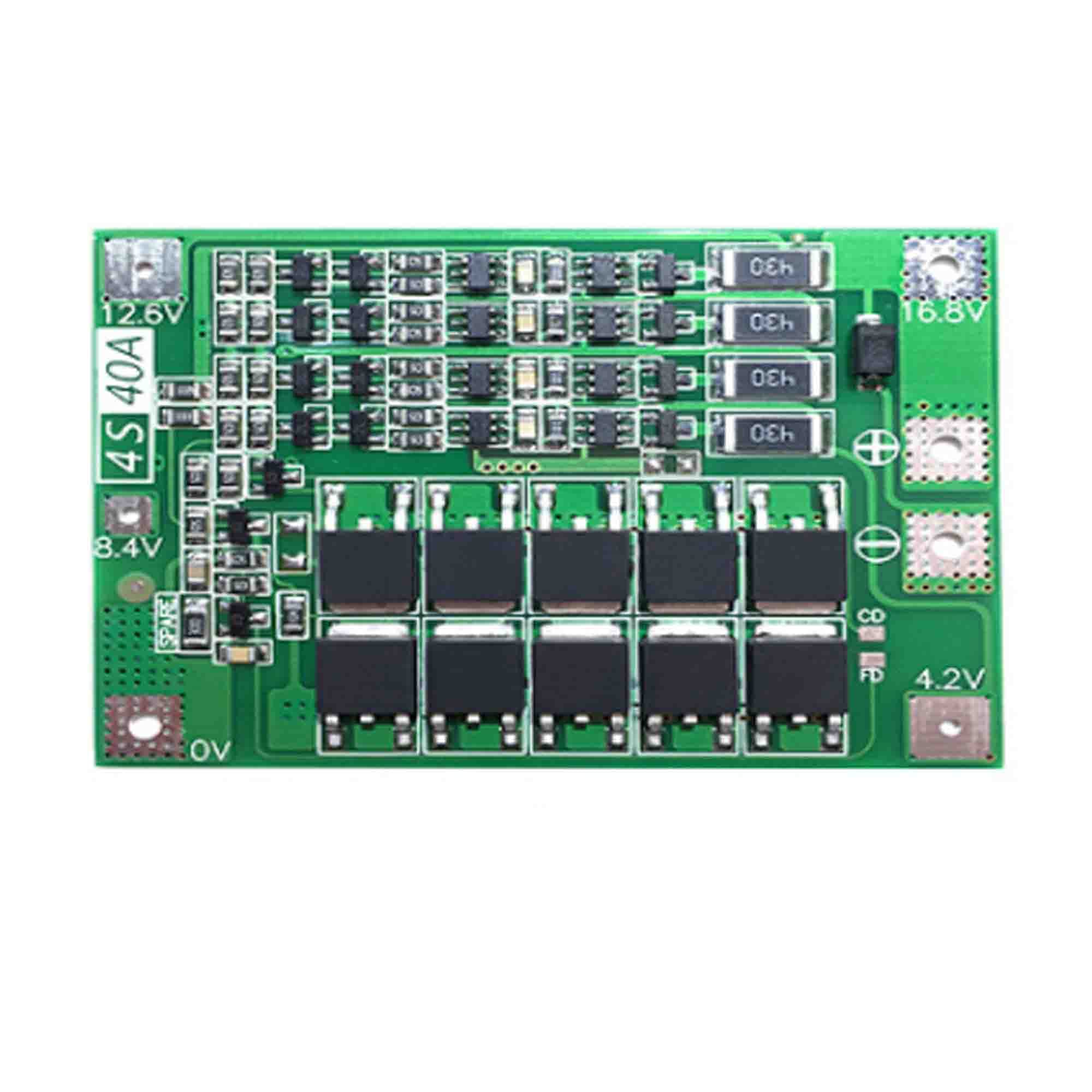 1Pcs 3S 4S 30A 40A 60A Protection Board 18650 BMS For Drill Motor 11.1V 12.6V 14.8V 16.8V Enhance Balance (4S 40A?Balance)