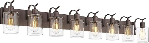 Miniatura 27 de Lámpara de tocador de baño con 4 luces, aplique de pared de níquel cepillado, lámpara de baño moderna con vidrio transparente, VL01BN-4 Níquel