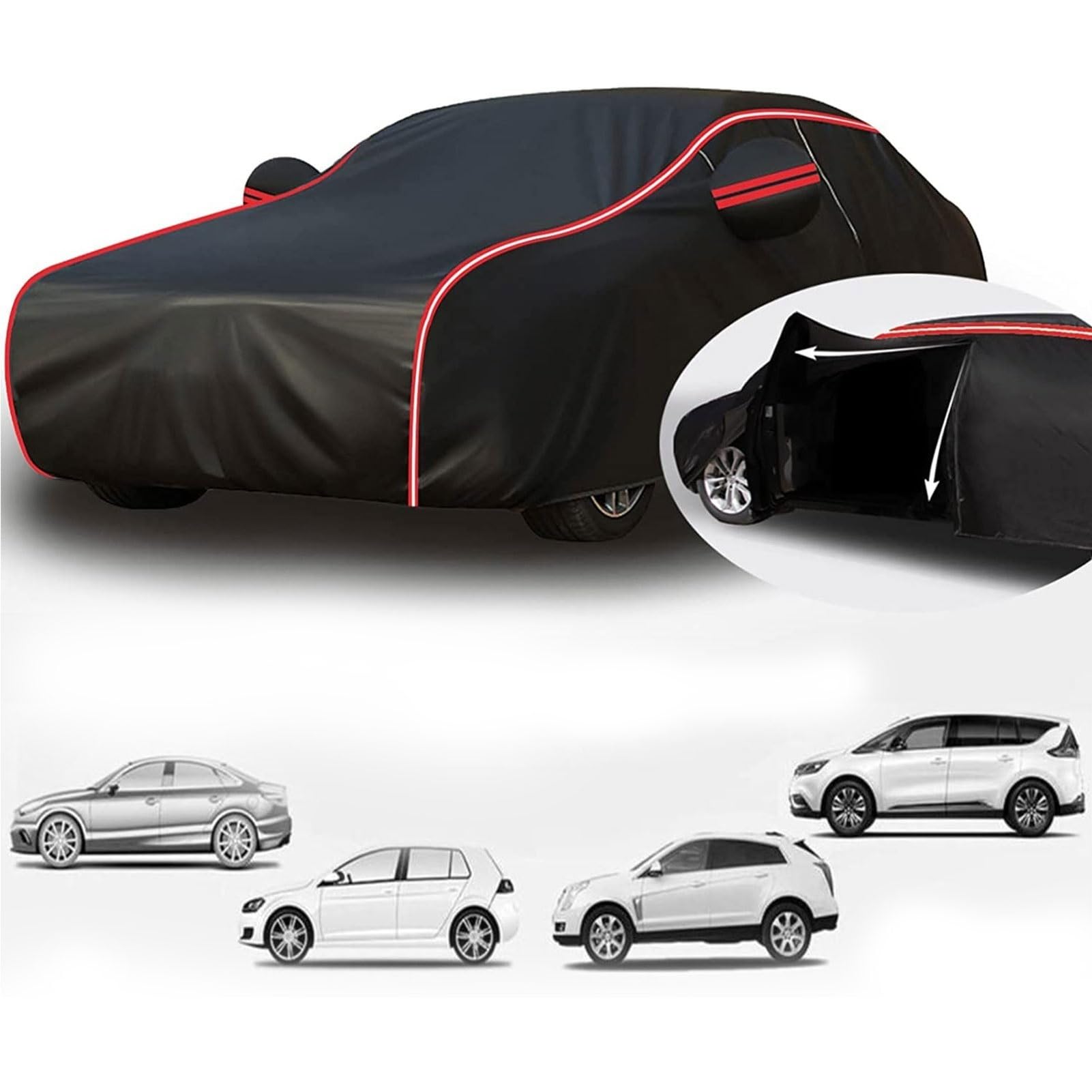 Hagelschutzplane Auto für Skoda Karoq SUV 2016-2024, Autoabdeckung Outdoor, Autoabdeckung Hagelschutz, Autoabdeckung Indoor, Autoabdeckung Wasserdicht, Neue Anpassung Autoabdeckung(Black/red)