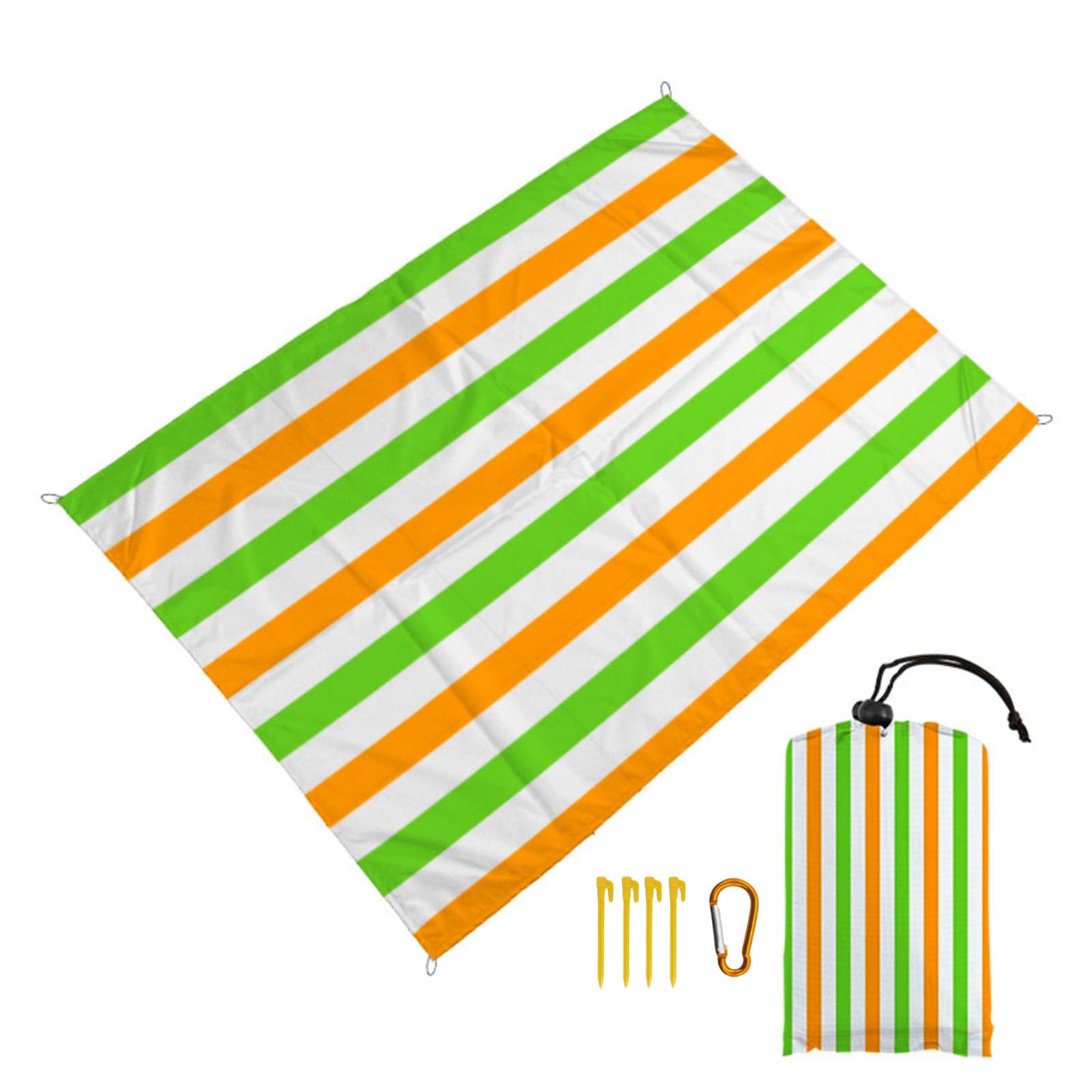 Surwin Stripes Sand-Free Waterproof Beach Blanket, Lightweight Compact Mats Quick-Dry Microfibre Beach Pad Extra Large Oversized Pool Towels for Camping, Hiking, Picnic (Orange 2,140x150cm)