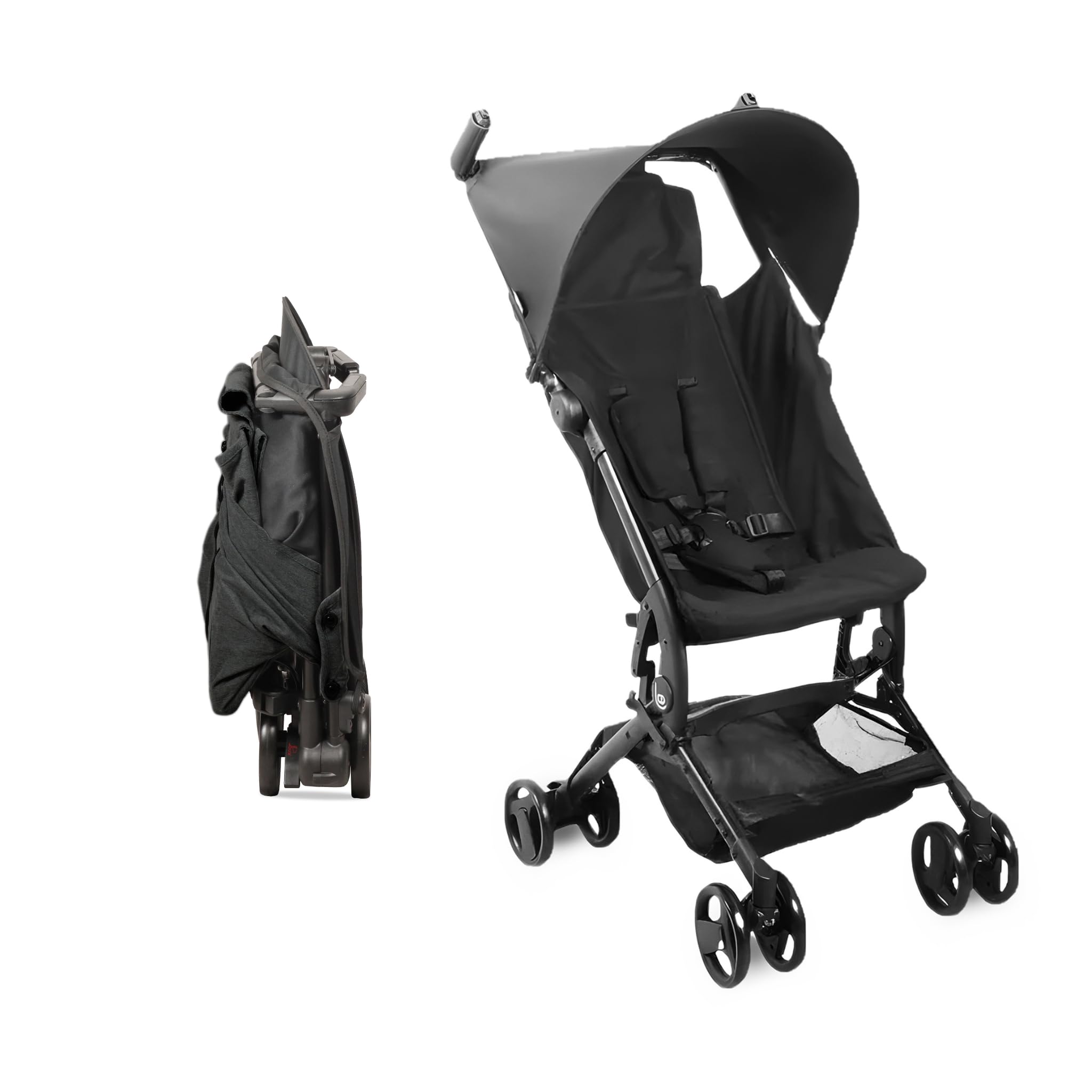 Looping Squizz mini - Poussette Citadine Naissance - Pliage rapide ultra compact, Sac de Transport, Canopy | Black