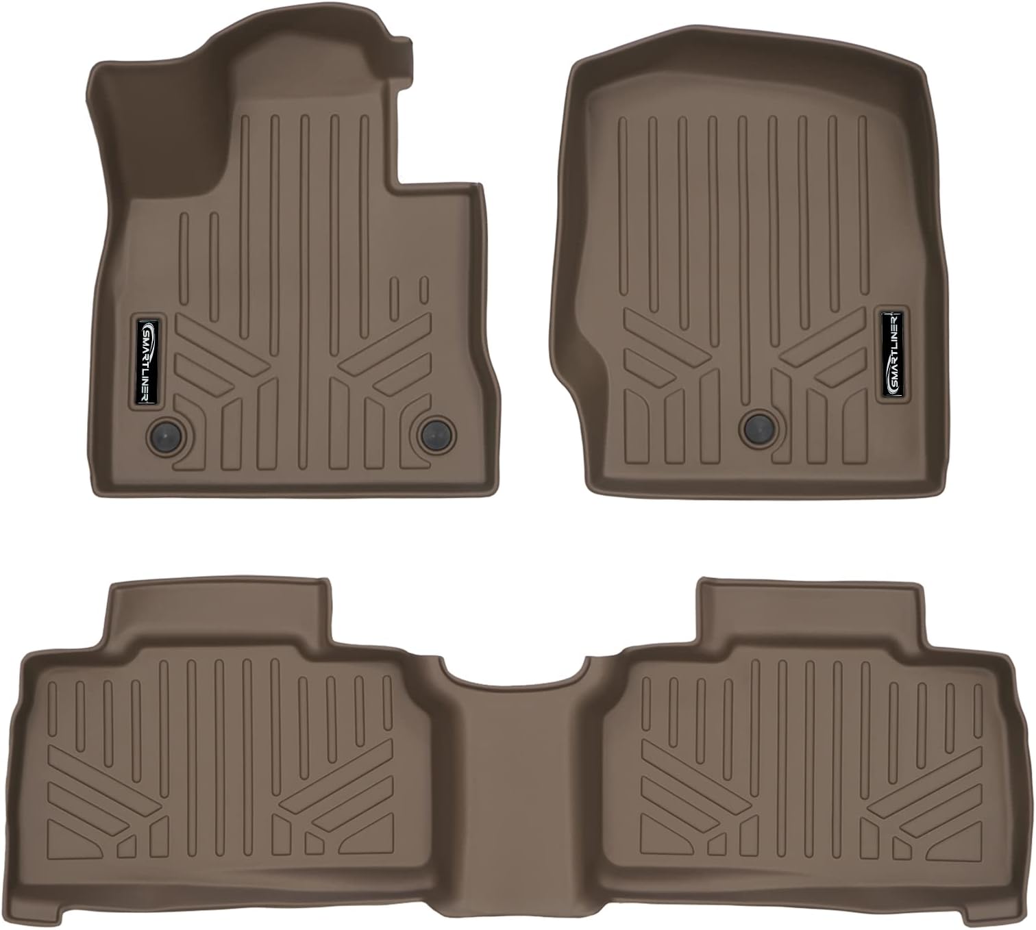 SMARTLINER All Weather Custom Fit 2 Row Tan Floor Mat Liner Set Compatible with 2020-2023 Compatible with Ford Explorer (Fits 6 & 7 Passenger Models)