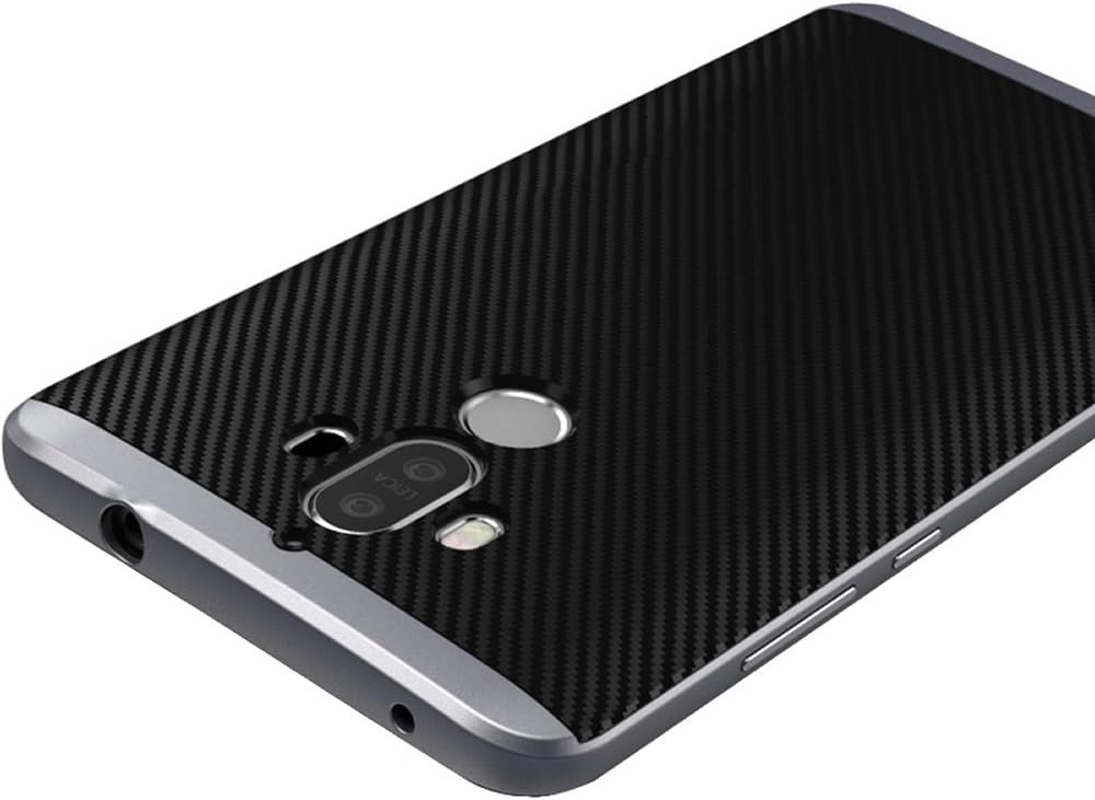 Huawei Mate 9 Case, VVIA Armor [Dual Bumper] Slim Fit Skin Silicone Case + PC Bumper Frame+ Metallized Buttons For Huawei Mate 9 (Black & Gray)