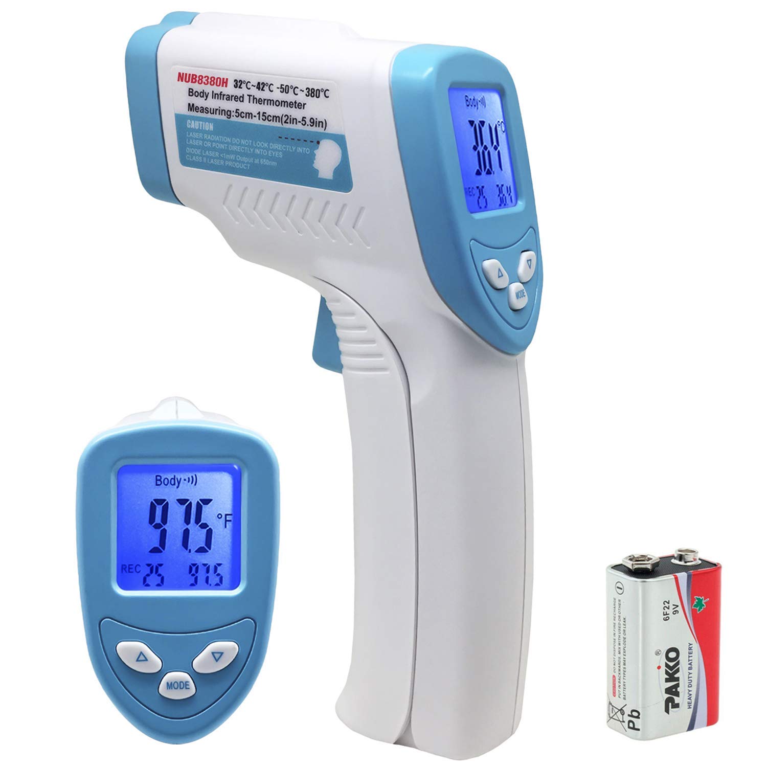 AiPro No Touch Forehead Thermometer, Non Contact 2 in 1 Infrared Thermometer for Adults, Kids and Articles with 3 Function - Fever Alarm, Over Range Display and 32 Group Data Memory