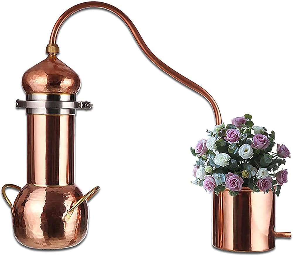 Alembic - Kit di alambicchi in rame da 2 l, con termometro, distillatore completo per la casa, per whisky, Moonshine e oli essenziali