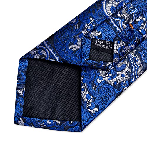 Image of DiBanGu Extra Long Tie for Men 63 inch XL Silk Necktie Set | Pocket Square and Cufflinks, Big and Tall, Jacquard Woven, Gift Box, Paisley /Plaid /Solid /Striped, for Weddinng Party Business