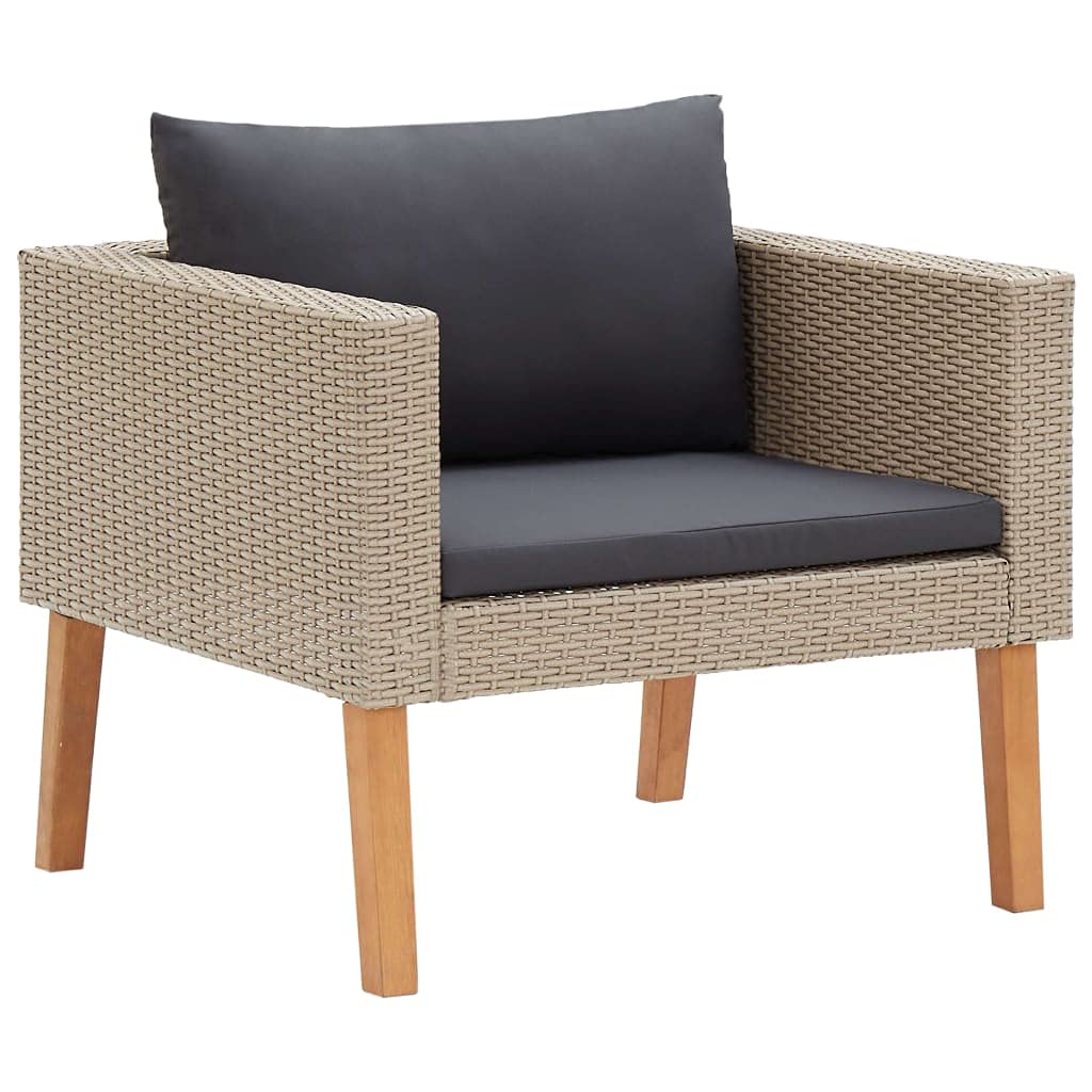 Juego de muebles de jardín de 4 piezas con cojines de polirratán beige, conjunto de sofá de jardín, varias combinaciones disponibles, para terraza, jardín, balcón, piscina