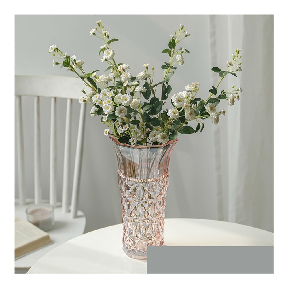 Jarrón de cristal nórdico para decoración del hogar, decoración de mesa de agua, arreglo floral de gran diámetro, decoración de jarrón de vidrio para sala de estar (C)