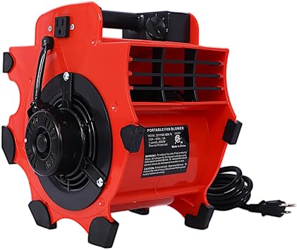 3-Speed Heavy Duty Floor and Carpet Dryer, Portable Versatile Air Mover with 4 Different Angles for Basements, Cars or Garages, 1600RPM, Red