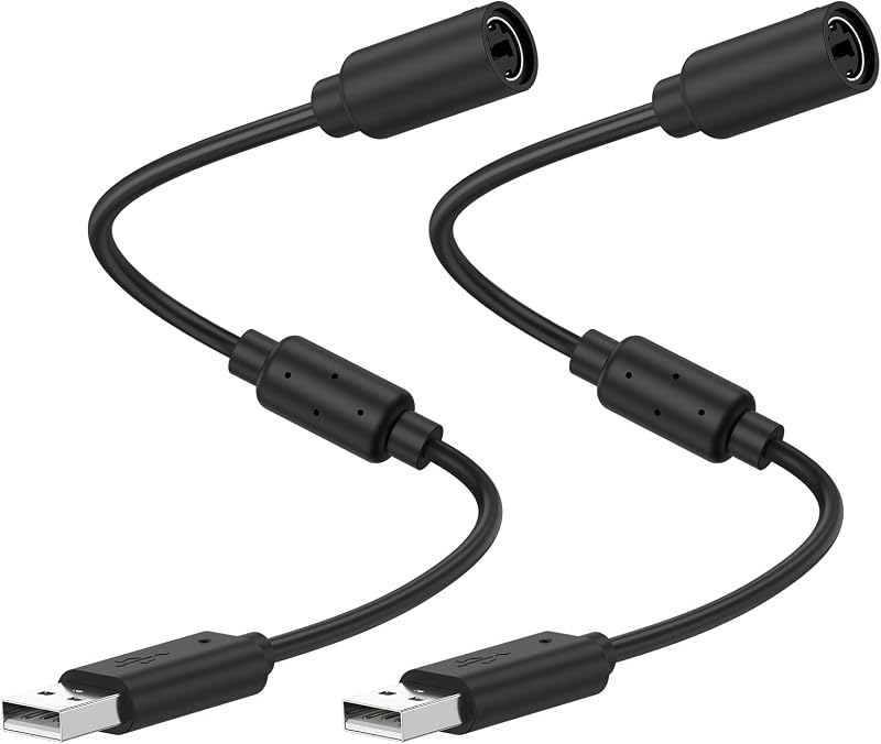 Meliya 2 Pack USB Breakaway Charging Cable Adapter for Xbox 360 Controller, Logitech G920 G923 G27 G29, Thrustmaster 458 Spider Racing Wheel, Guitar Hero Dongle, RockSmith