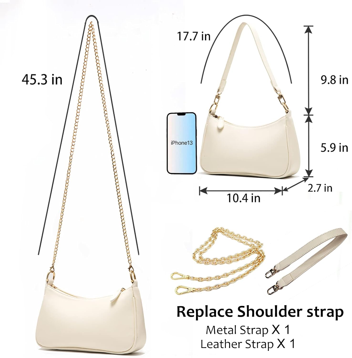 VODIU Clutch Tote Handbags with 2 Removable Straps and Zipper Closure Crossbody Bags Shoulder Purse Handbag for Women - Image 4