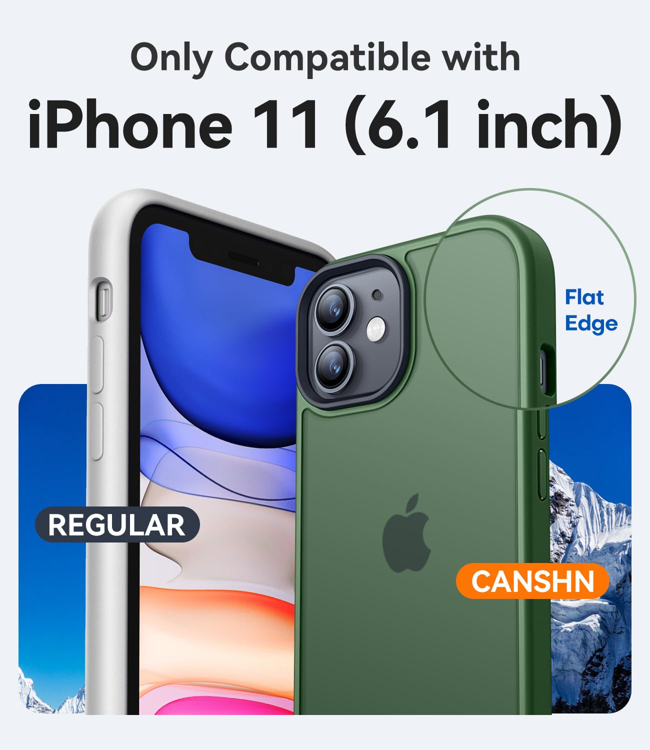 CANSHN Cover Opaca per iPhone 11, [Bordi Quadrati] Custodia Traslucida Opaca Protettiva Sottile Antiurto per iPhone 11 6,1 pollici - Verde Profondo