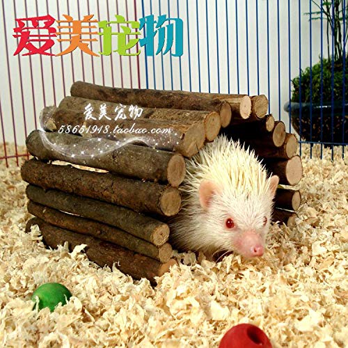 Weimilon Hedgehog house Wood with bark Roof Rat Simple Estilo flap Winterfest With floor Hedgehog hut Totoro Winter quarters Hedgehog house Outdoor feeding station (Color : S, Size : 21x13)