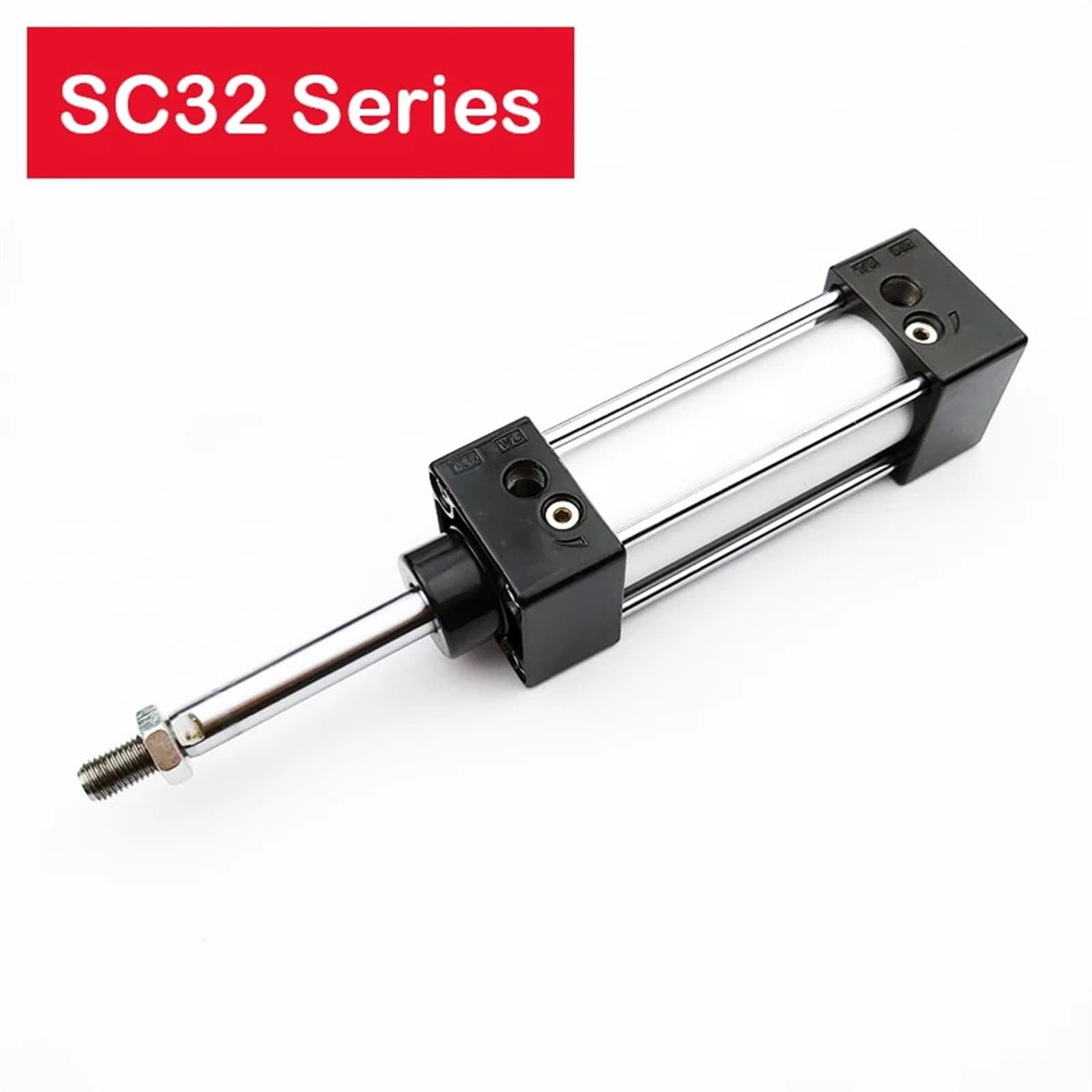 Siłownik pneumatyczny, Siłownik pneumatyczny SC32, średnica 32 mm, skok 25–1000 mm, aluminium dwustronnego działania, z kołkami ustalającymi(Sc32x800)