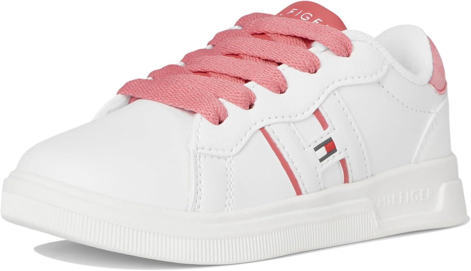 Tommy Hilfiger Women's Cayman 3.0 (Little Big Kid) Sneaker 4 Big Kid White/Pink image 7 of 7 B0CQZ4JXY9