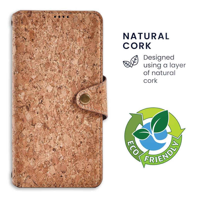 Image of ClickCase for Oneplus 11R 5G Natural Wood Cork Eco-Friendly Vegan Leather Wallet Case Flip Cover with Card Holder & Kickstand,Magnetic Flip Cover for Oneplus 11R 5G (Wood)