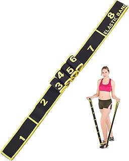 NETONDA Yoga Stretching Band Yoga Strap with 8 Loops Elastic Band Fitness Stretch Band Washable Stretch Strap Portable Fitness Band Highly Elastic Gymnastics Band for Dance Training Gymnastics