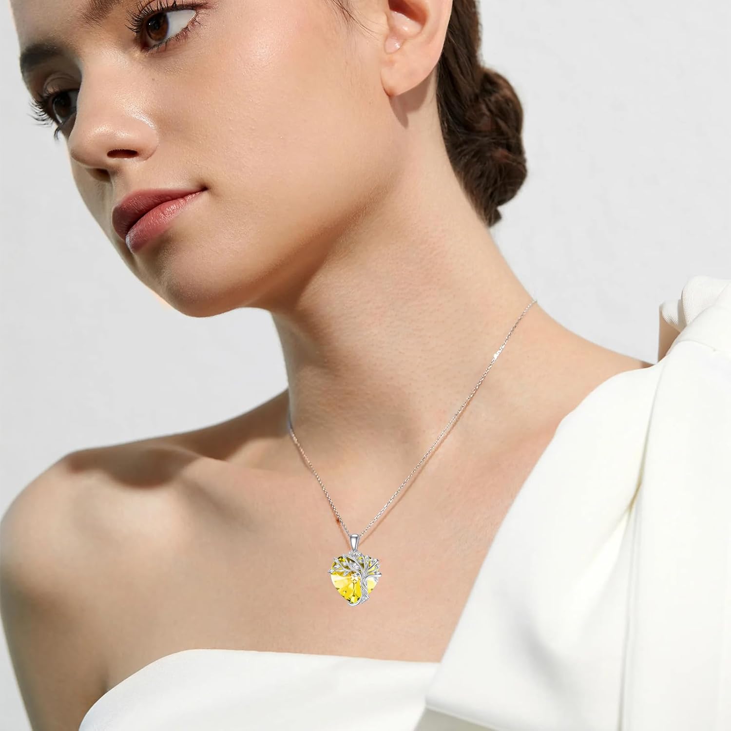 TOUPOP Tree of Life Birthstone Necklace 925 Sterling Silver Family Tree Crystal Pendant Birthday Jewelry Christmas Gifts for Women Her - Image 2