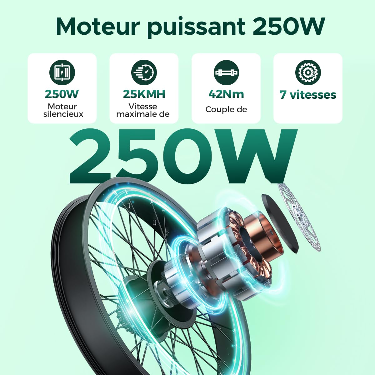 HillMiles Vélo Électrique Adulte 26", Batterie 36V 13Ah Amovible, Autonomie 100 km, 25 km/h, 7 Vitesses, 5 Niveaux Assistance, Suspension Avant, Étanche IP65,VTC