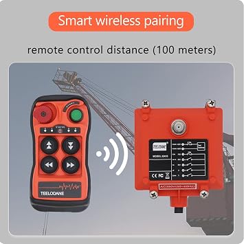 Q400 Industrial Wireless Crane Remote Control kit 4 Button 110v Electric Lift Hoist Transmitter Receiver with Emergency Stop (AC 110V)